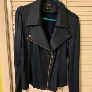 Faux Leather - Navy Blue Jacket XL